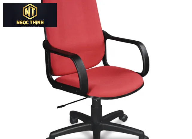 Ghế lãnh đạo lưng cao, đệm tựa bọc vải, chân và tay ghế bằng nhựa SG216